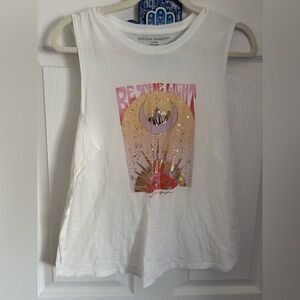 Spiritual Gangster Be The Light White Graphic Tank Top